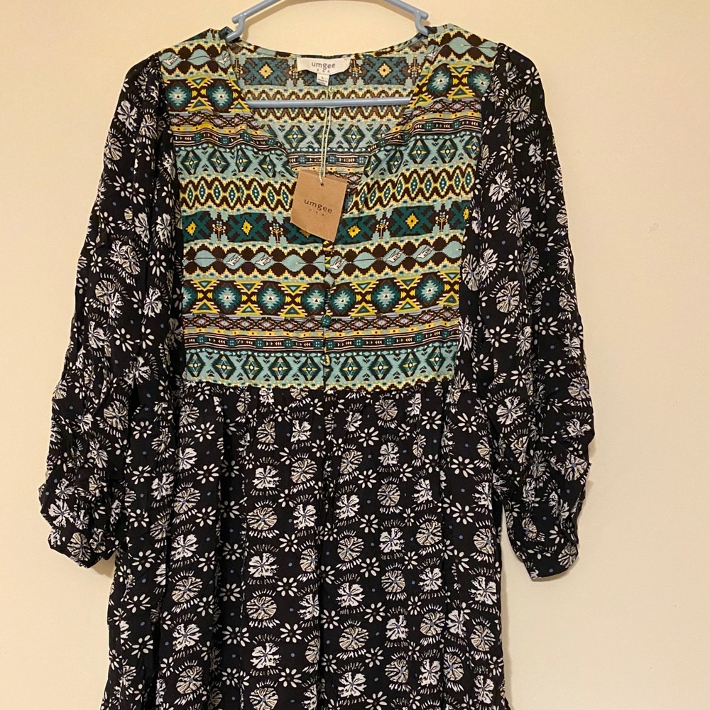 Umgee geometric print dress NWT!